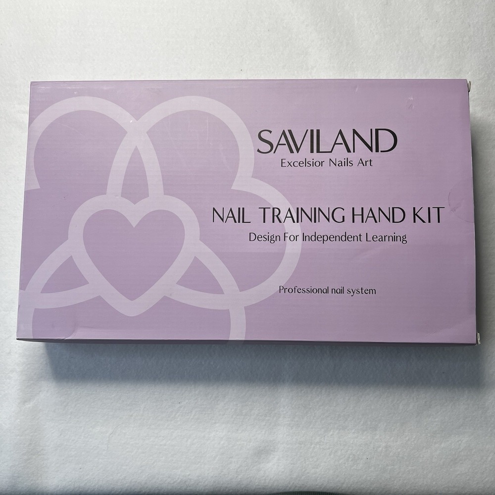 SAVILAND Nail Practice Hand Kit 200 Refill Tips 15 Brushes Movable Fingers NOB